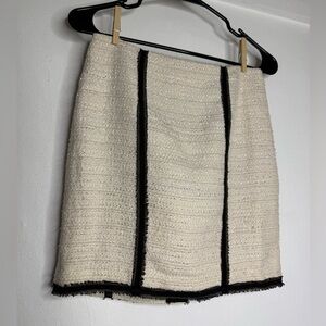 bebe Cream Mini Skirt with Black Trim